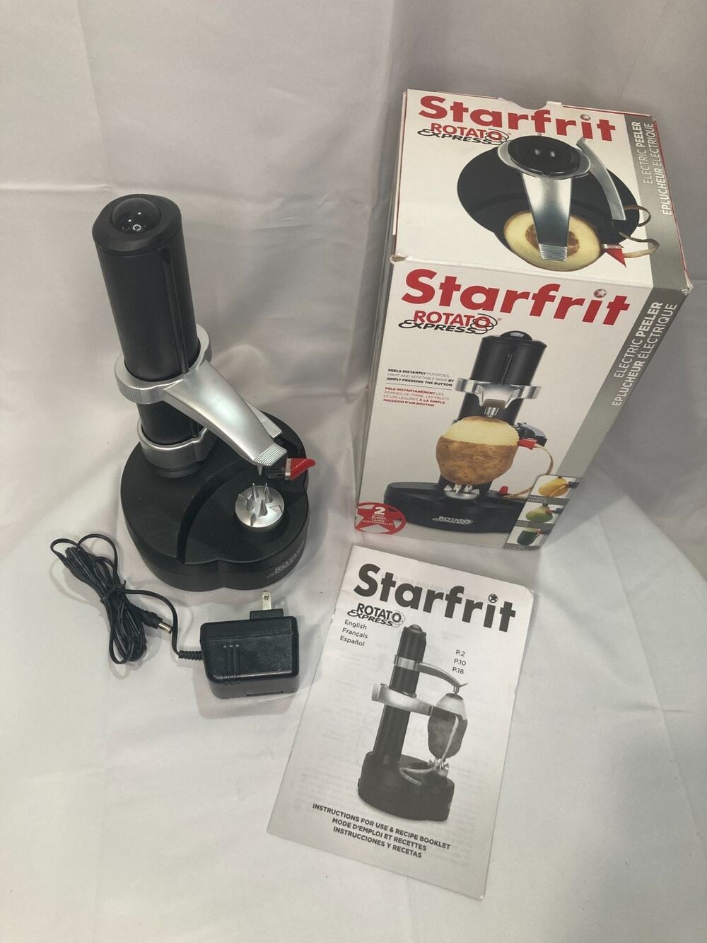 Starfrit Rotato Express Electric Peeler Black - w/ 6V Power Adapter & Extra Blad